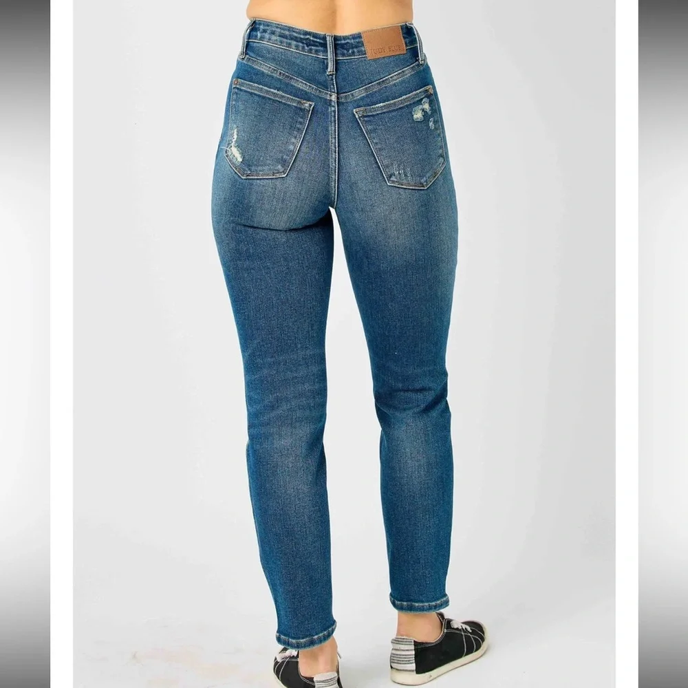 Judy Blue HiWaist Slim Fit Tummy Control Dark Wash Slight Distress Jeans NWT 22W